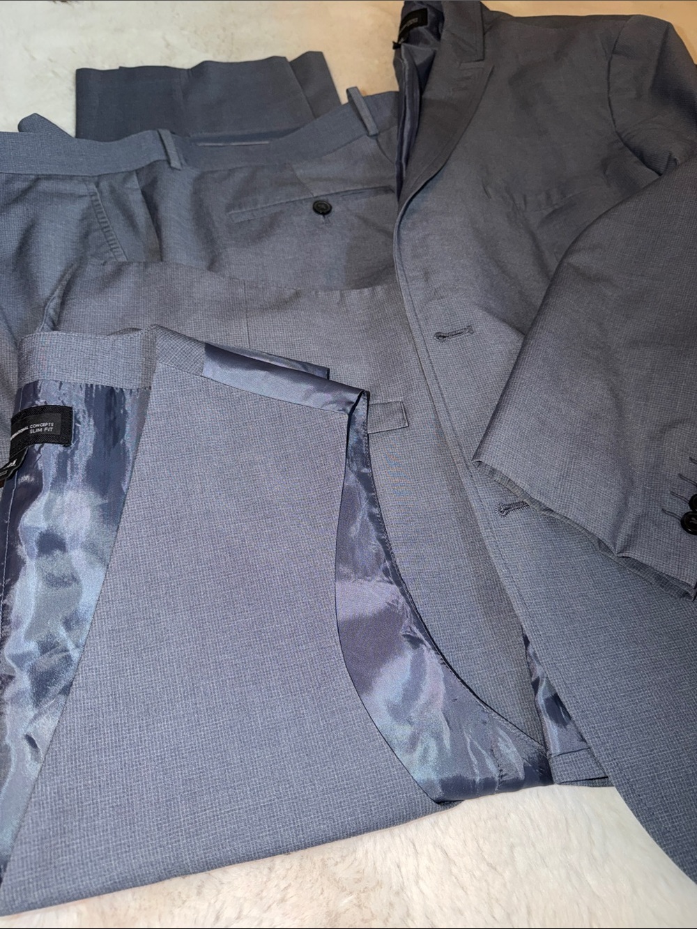 Men’s XL (46R) 38X30 Slate Blue 3 Pc Suit